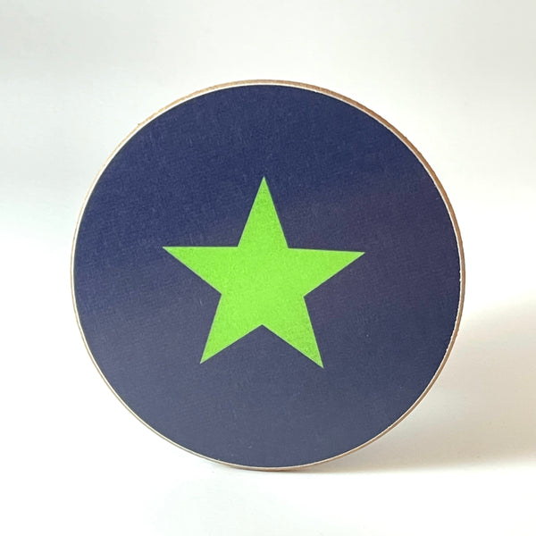Navy and Green Star Coaster