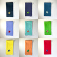 Navy and Green Linen Napkin with Embroidered Star