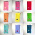 Pink and Turquoise Linen Napkin with Embroidered Star