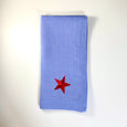 Blue and Red Linen Napkin with Embroidered Star