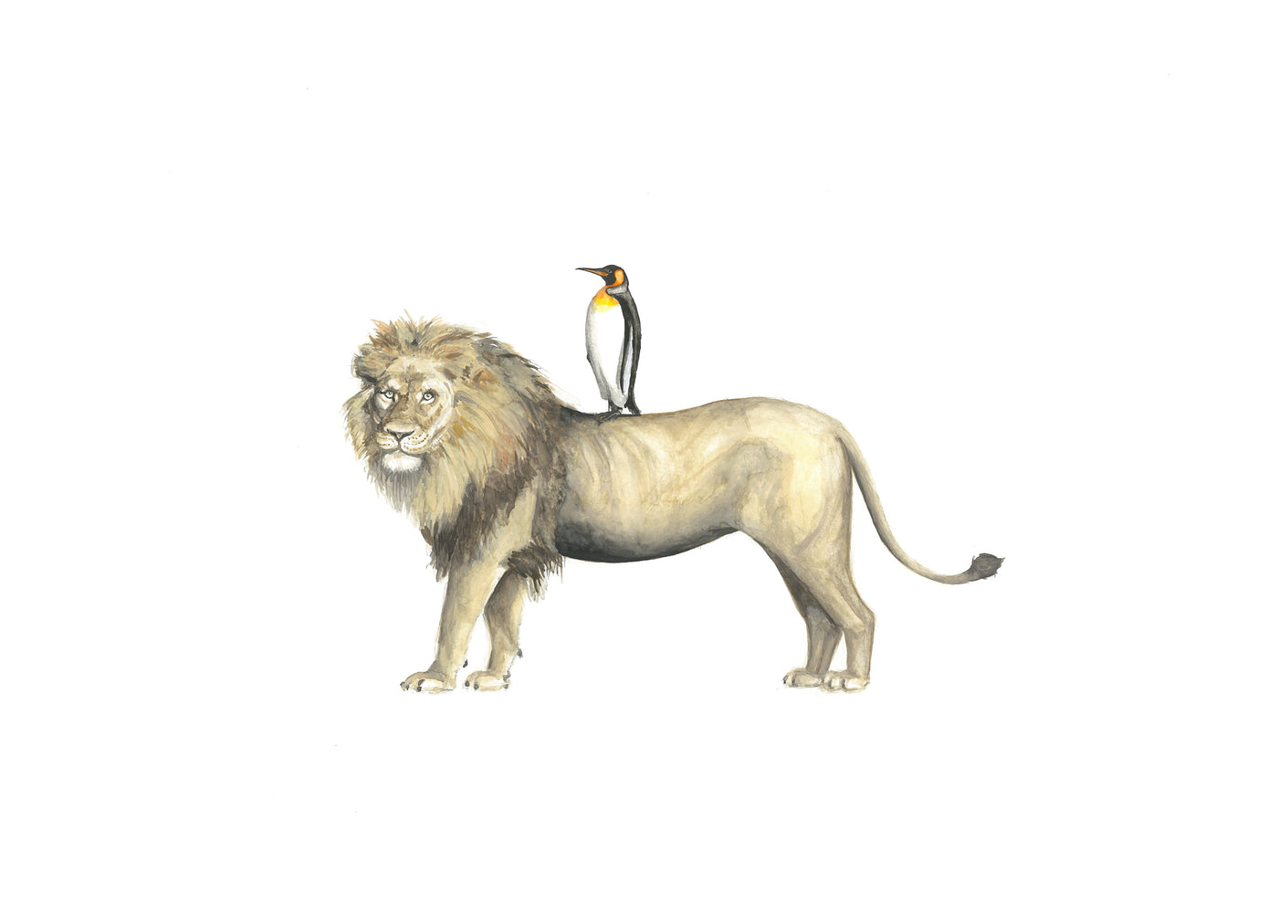 Lion and Penguin - Lancelot and Perdita Print