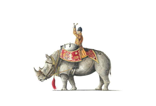 Original Household Cavalry Drum Rhino Watercolour Painting