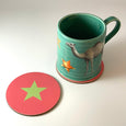 Coral and Green Star Coaster