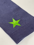 Navy and Green Linen Napkin with Embroidered Star