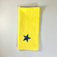 Yellow and Blue Linen Napkin with Embroidered Star
