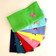 Set of Eight Colourful Embroidered Star Napkins to Match Our Set of 'Best Selling' Eight Place Mats and Coasters